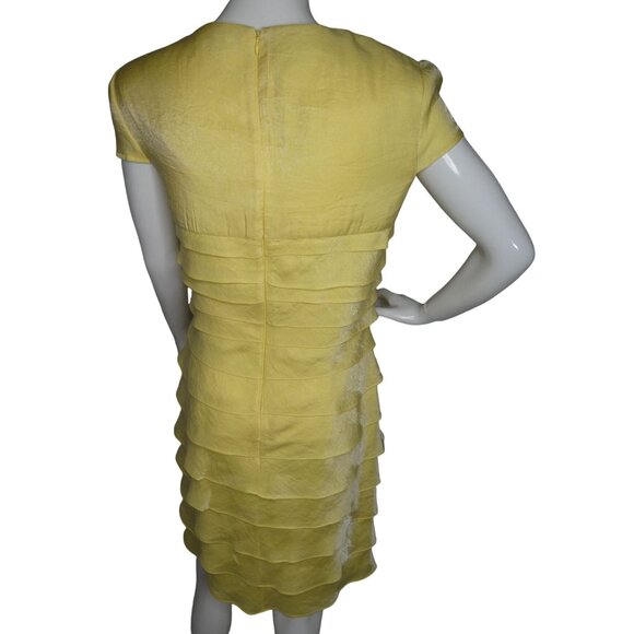 London‎ Times Fairycore Chifon Yellow Tiered Ruffle Cocktail Dress - Picture 6 of 7